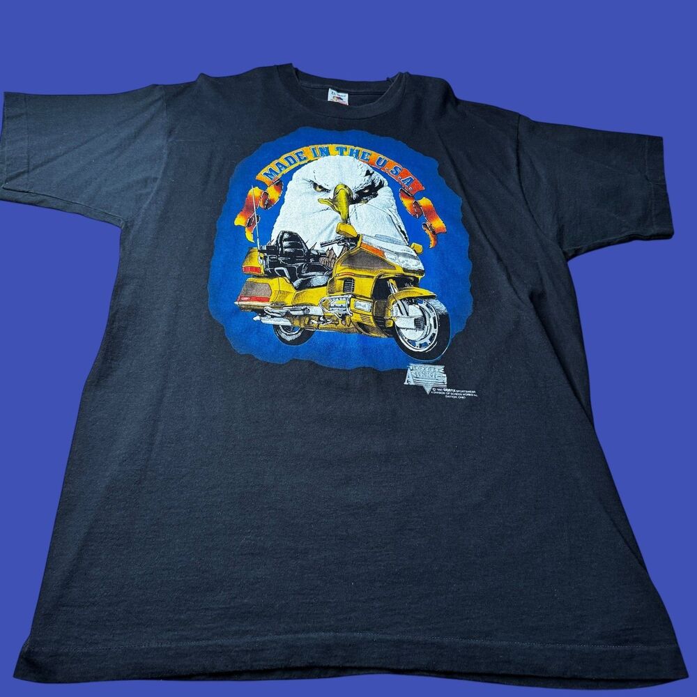 Vintage 90s Tour America Made in USA Eagle Motorcycle Biker Mens XL Tee